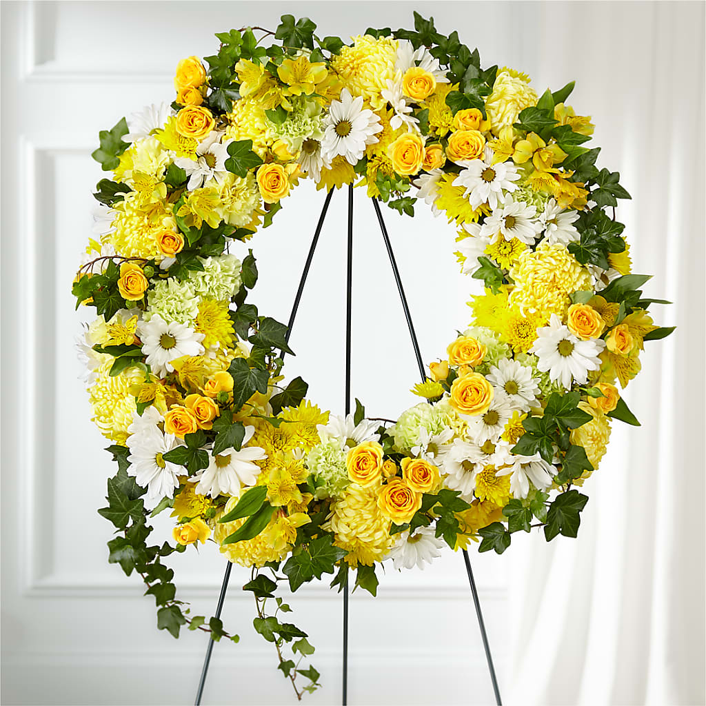 Golden Remembrance Wreath – Flowers By Diane, Bridgewater MA