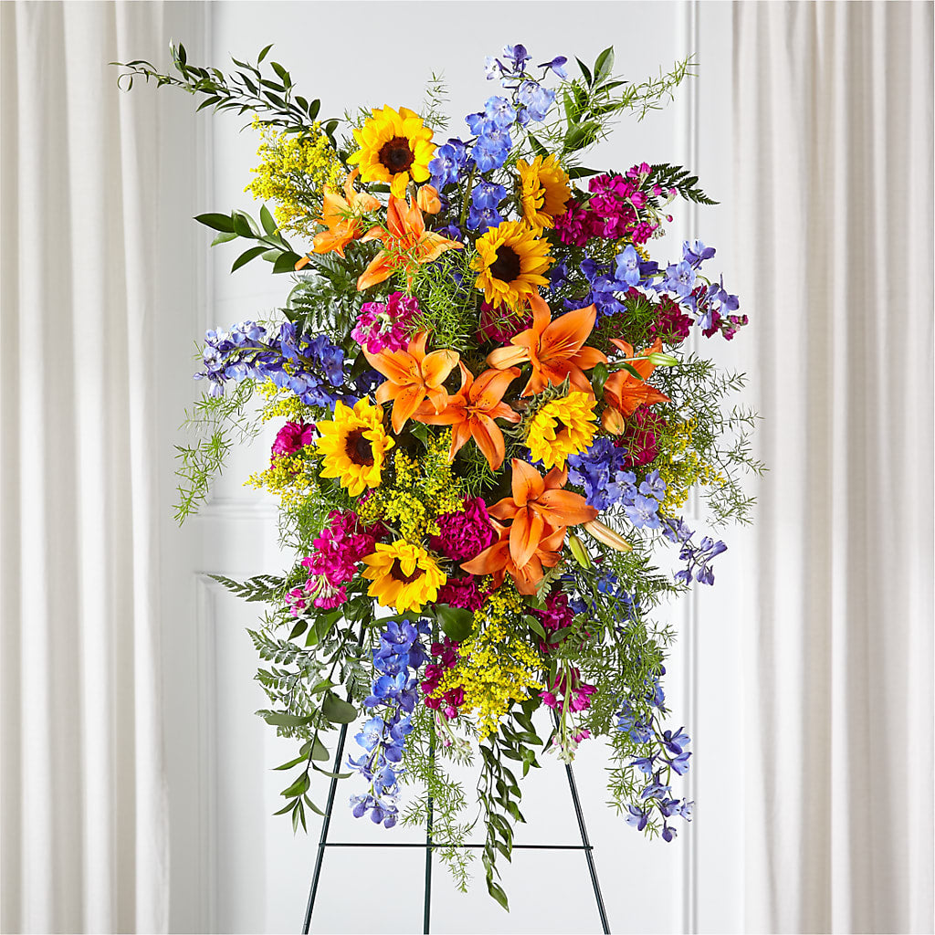 Sunlit Memories Standing Spray (Standard) – Flowers By Diane, Bridgewater MA