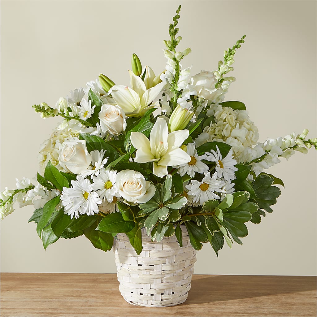 Ivory Elegance Floral Basket – Flowers By Diane, Bridgewater MA