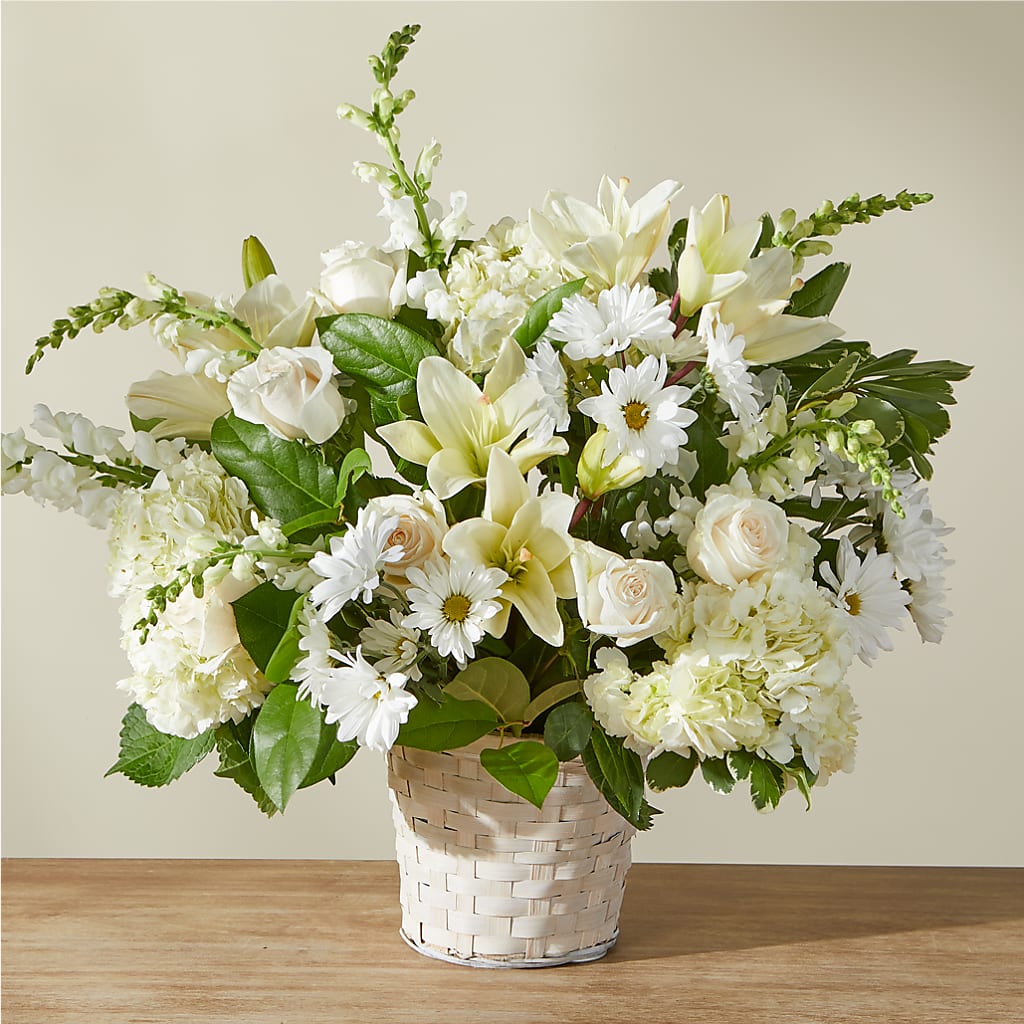 Ivory Elegance Floral Basket – Flowers By Diane, Bridgewater MA
