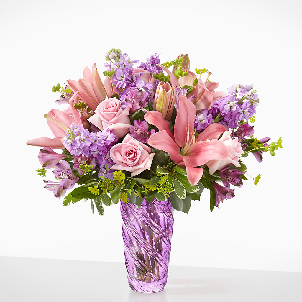 Precious Petals Bouquet with Luxe Swirl Vase – Flowers By Diane, Bridgewater MA