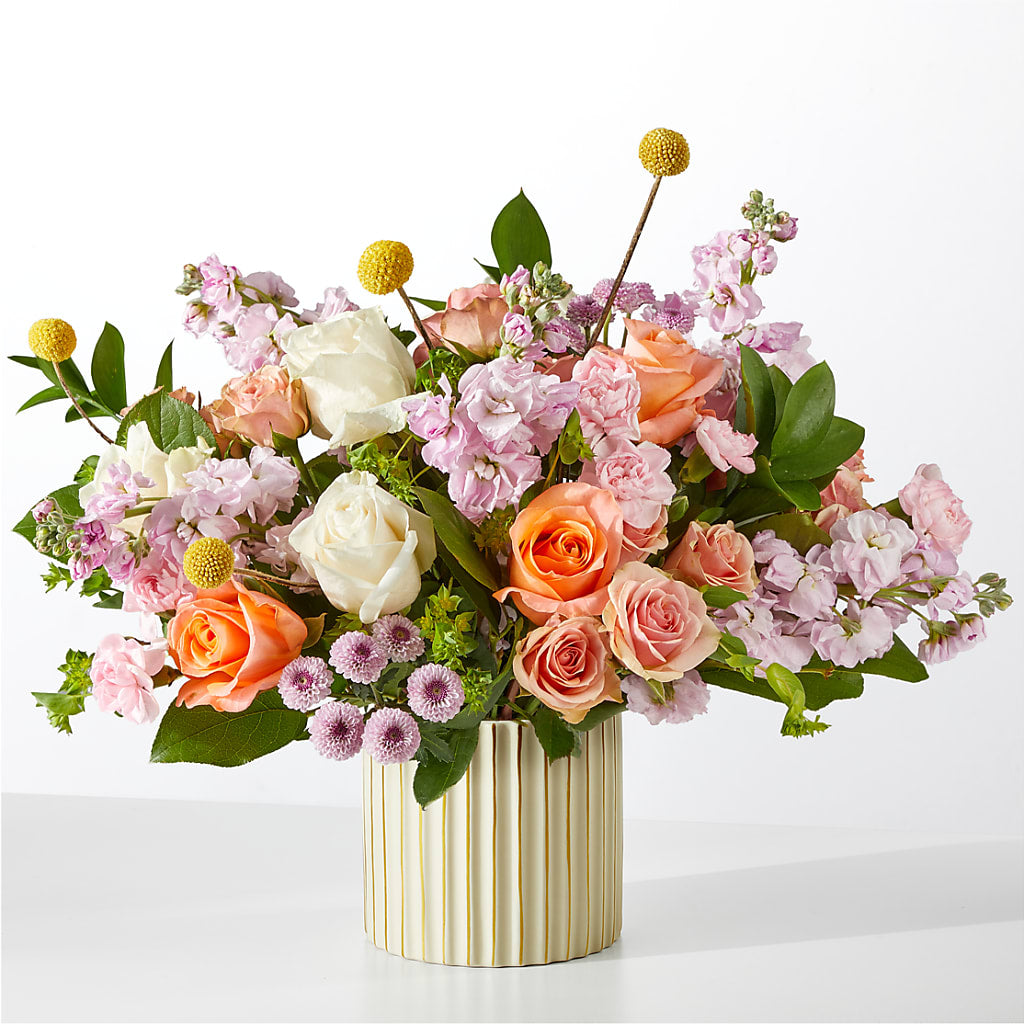 French Market Bouquet with Ivory Vase – Flowers By Diane, Bridgewater MA