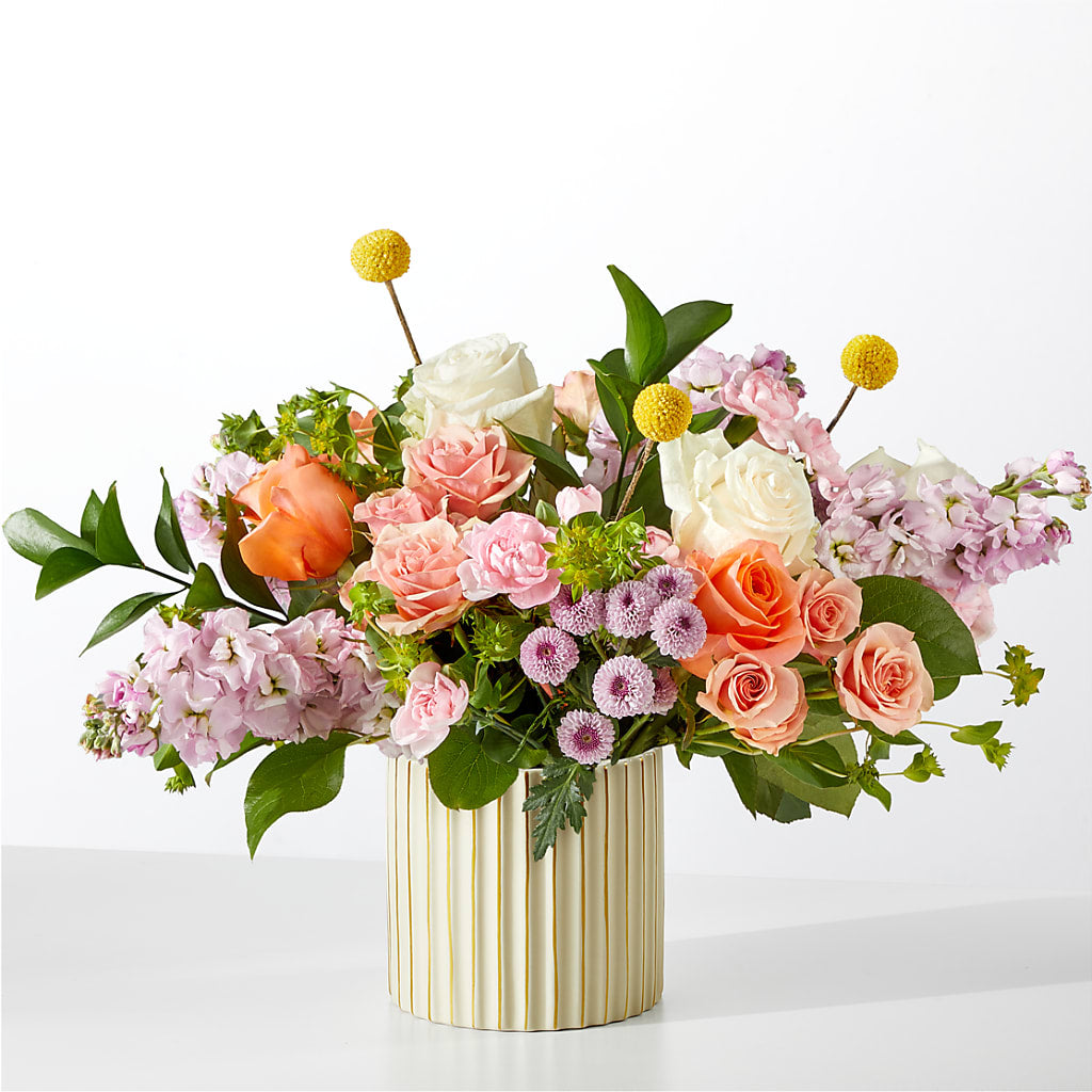 French Market Bouquet with Ivory Vase – Flowers By Diane, Bridgewater MA