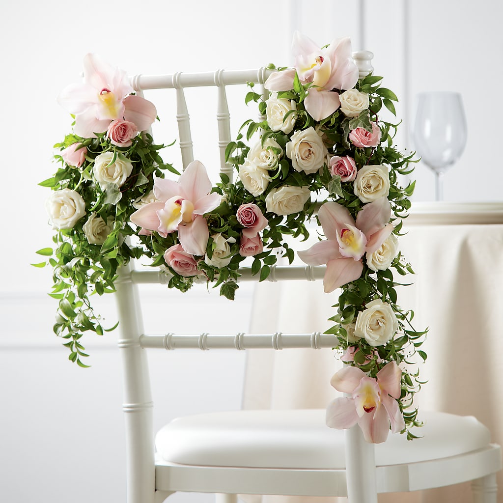Orchid Rose Chair Décor – Flowers By Diane, Bridgewater MA