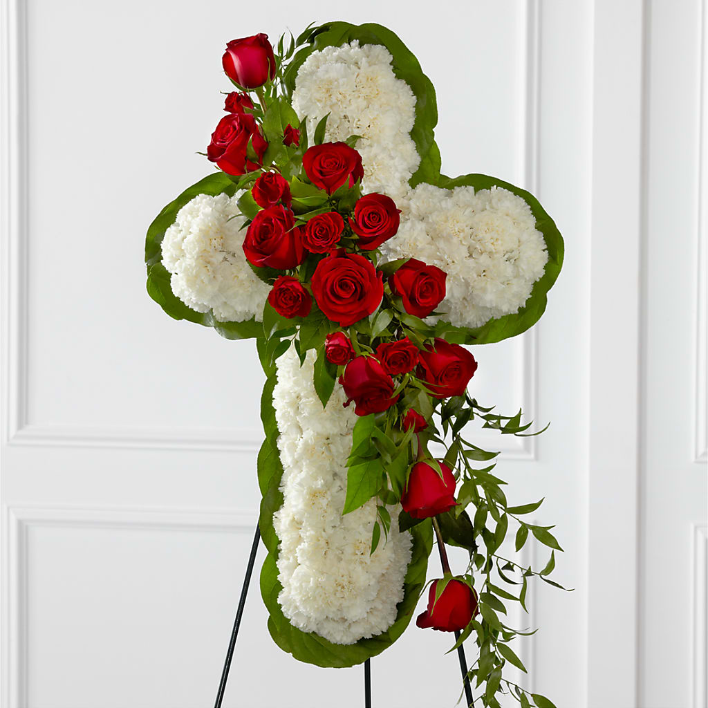 Floral Cross Easel –  Flowers By Diane, Bridgewater MA