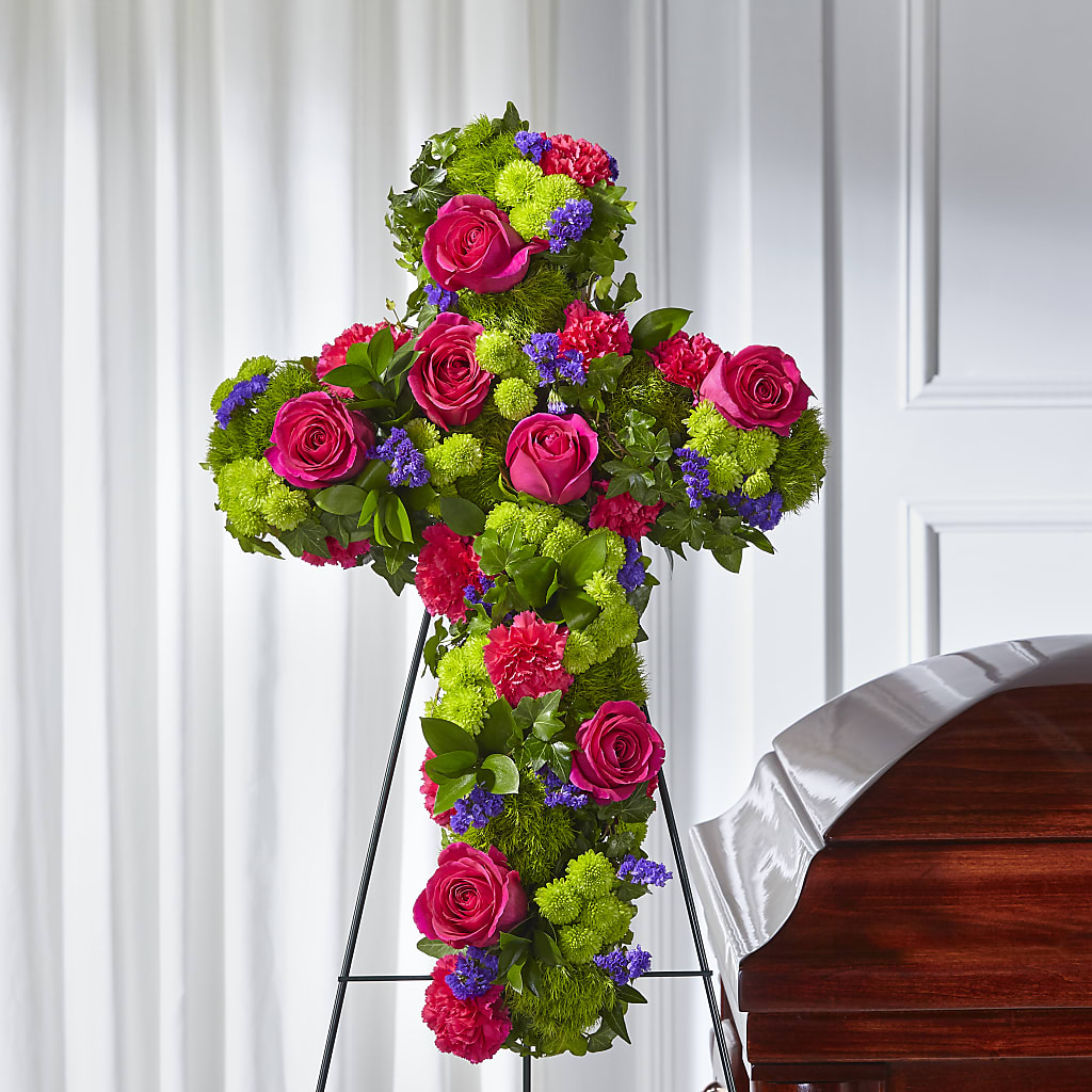 Tribute Rose Floral Cross –  Flowers By Diane, Bridgewater MA