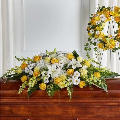 Golden Harmony Casket Spray –  Flowers By Diane, Bridgewater MA