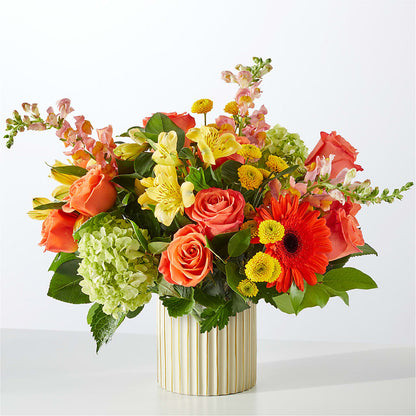 Autumn Sunshine Bouquet with Ivory Vase –  Flowers By Diane, Bridgewater MA